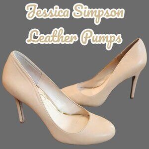 Jessica Simpson "Roney"‎ Nude Leather Pumps Women's Heels Size 8 M